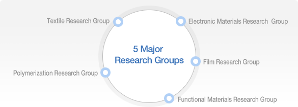 Textile Research Group, Polymerization Research Group, Electronic Materials Research Group, Film Research Group, Functional Materials Research Group